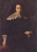 Portrait of a man,Three-quarter length,wearing black and holding a glove in his left hand